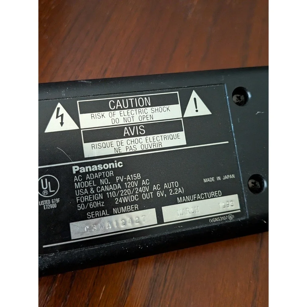PANASONIC Model PV-A15B Video Camera Camcorder Battery Charger AC Adapter‎ OEM